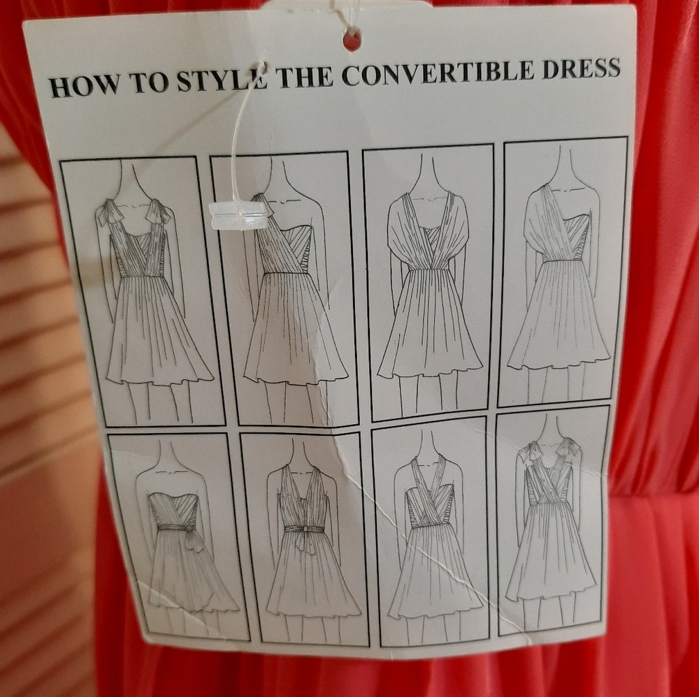 Donna morgan coral ruched convertible 8 in 1 chiffon dress sz 10 NWT *I - Picture 4 of 10